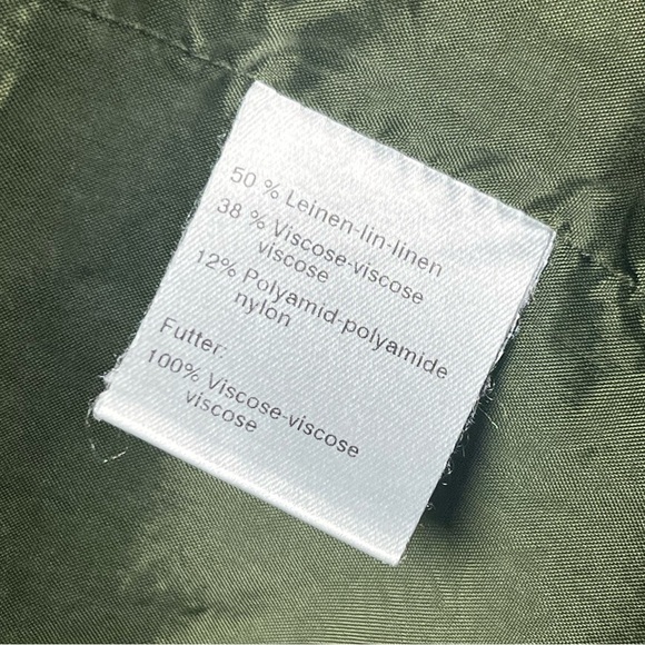 AKRIS Punto Womens Blazer Jacket Green Linen Viscose Striped - Picture 6 of 6